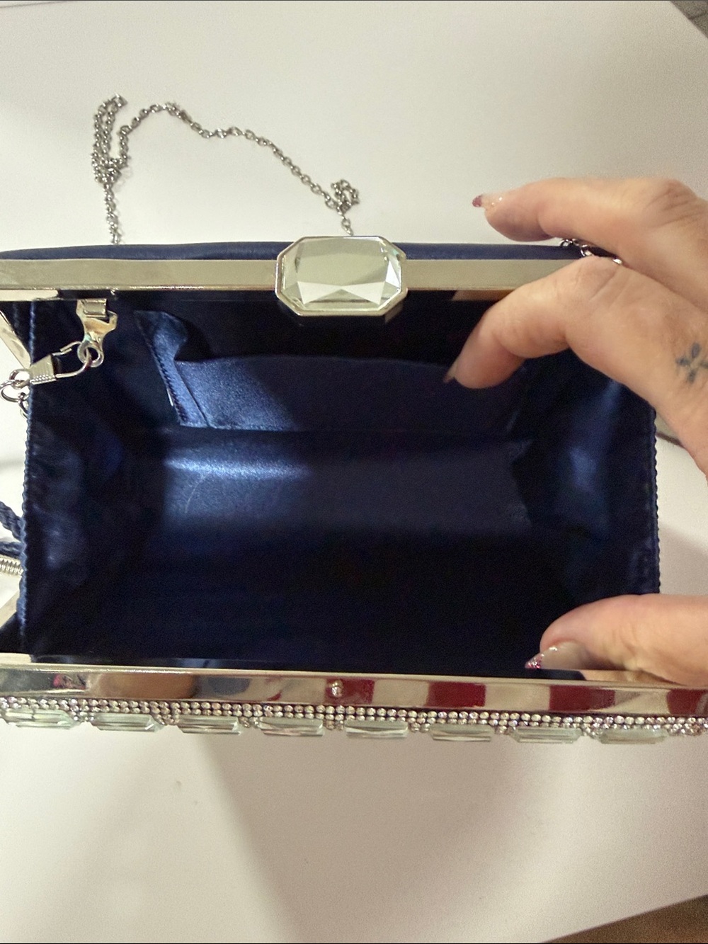 Source Unknown Silver Crystal-Striped Evening Clutch - Picture 2 of 3